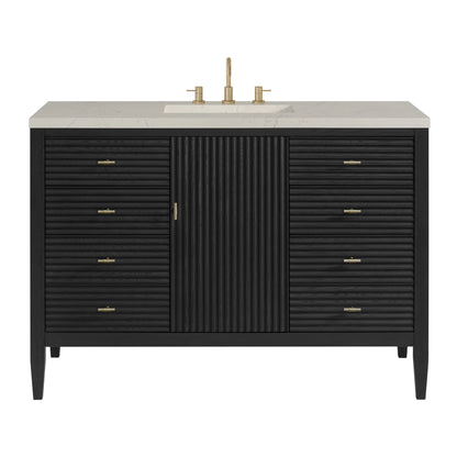 Myrrin 48" Single Vanity, Carbon Oak, w/ 3 CM Siberian Silestone Top w/FreePower Wireless Charger