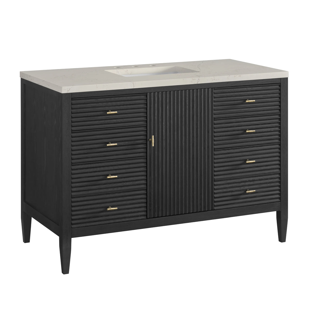 Myrrin 48" Single Vanity, Carbon Oak, w/ 3 CM Siberian Silestone Top w/FreePower Wireless Charger, view 11