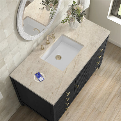 Myrrin 48" Single Vanity, Carbon Oak, w/ 3 CM Tajnar Eclos Top w/FreePower Wireless Charger, view 8