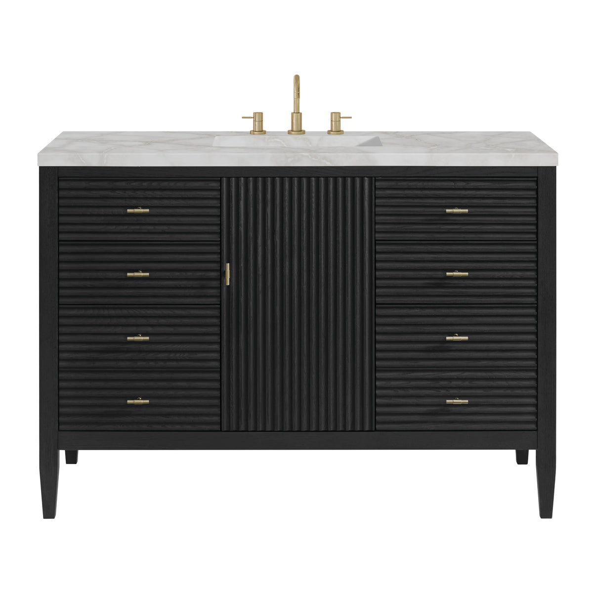 Myrrin 48" Single Vanity, Carbon Oak w/ 3 CM Victorian Silver Silestone Top w/FreePower Wireless Charger