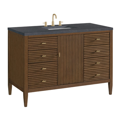 Myrrin 48" Single Vanity, Mid Century Walnut w/ 3 CM Charcoal Soapstone Silestone Top, view 10