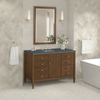 Myrrin 48" Single Vanity, Mid Century Walnut w/ 3 CM Parisien Bleu Silestone Top, view 4
