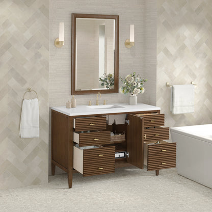 Myrrin 48" Single Vanity, Mid Century Walnut w/ 3 CM White Zeus Silestone Top, view 5