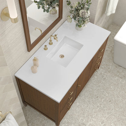 Myrrin 48" Single Vanity, Mid Century Walnut w/ 3 CM White Zeus Silestone Top, view 7