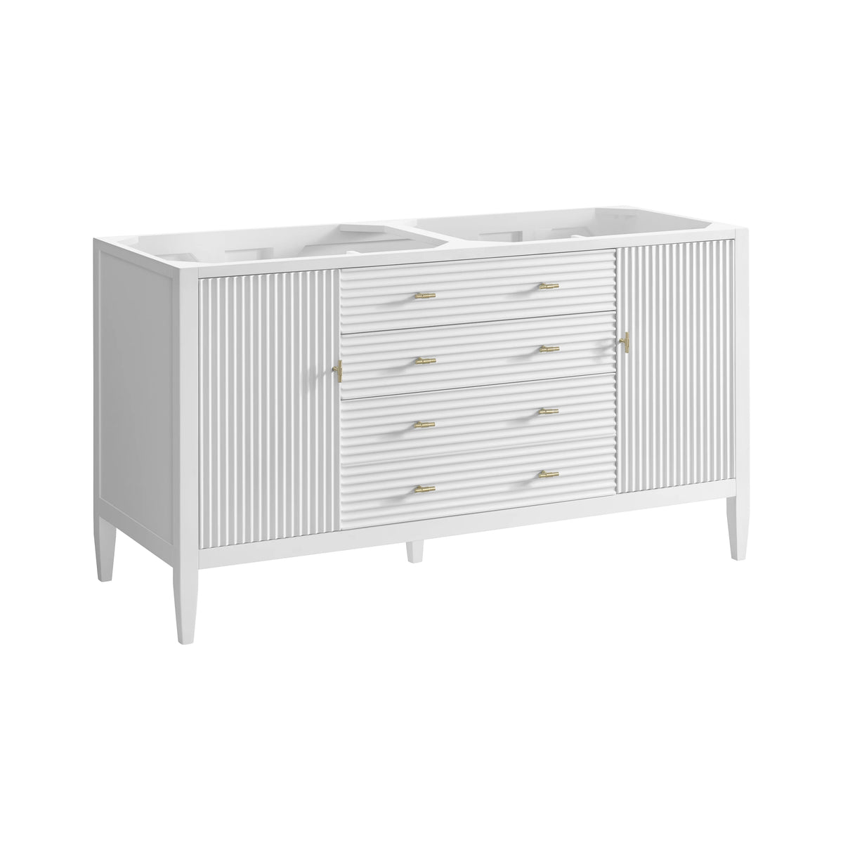 Myrrin 60" Double Vanity, Bright White w/ 3 CM Eternal Jasmine Pearl Silestone Top, view 2