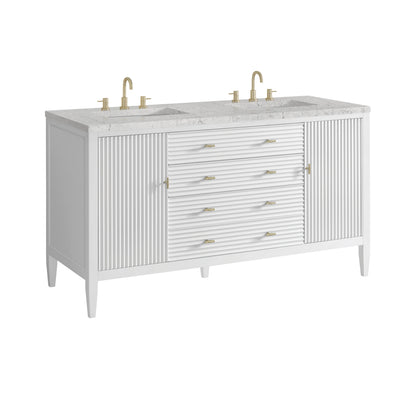 Myrrin 60" Double Vanity, Bright White w/ 3 CM Eternal Jasmine Pearl Silestone Top, view 9