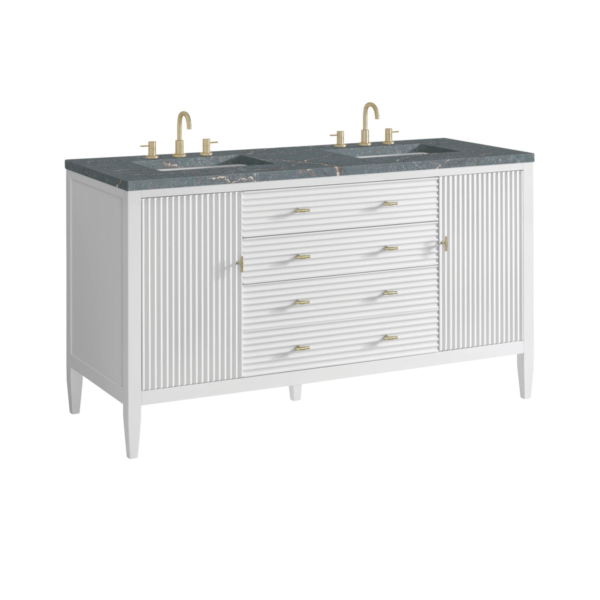 Myrrin 60" Double Vanity, Bright White w/ 3 CM Parisien Bleu Silestone Top, view 10