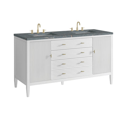 Myrrin 60" Double Vanity, Bright White w/ 3 CM Parisien Bleu Silestone Top, view 10