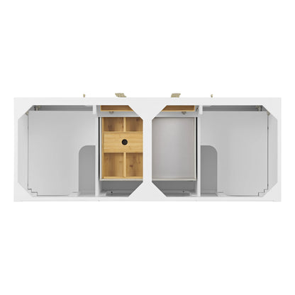 Myrrin 60" Double Vanity, Bright White w/ 3 CM Parisien Bleu Silestone Top, view 6