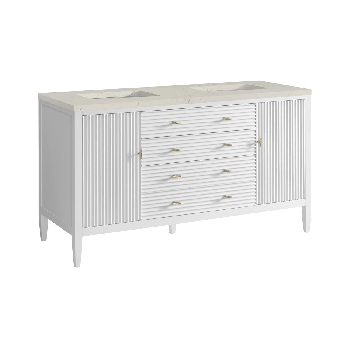 Myrrin 60" Double Vanity, Bright White, w/ 3 CM Siberian Silestone Top, view 10