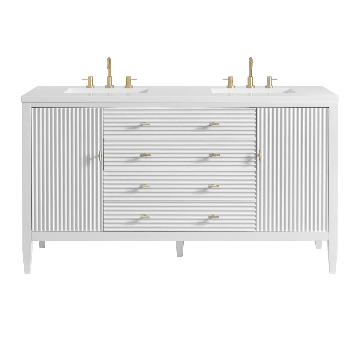 Myrrin 60" Double Vanity, Bright White w/ 3 CM White Zeus Silestone Top