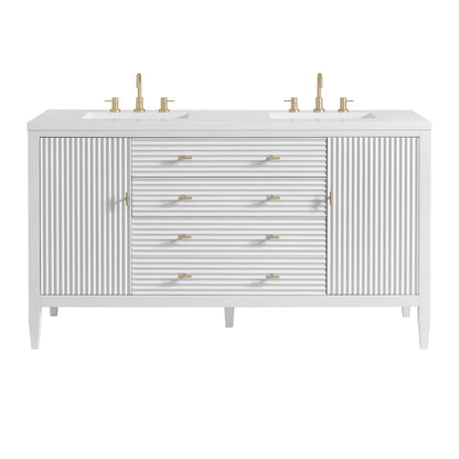 Myrrin 60" Double Vanity, Bright White w/ 3 CM White Zeus Silestone Top