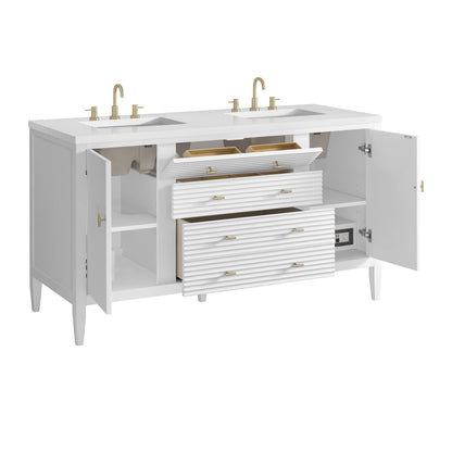 Myrrin 60" Double Vanity, Bright White w/ 3 CM White Zeus Silestone Top, view 10