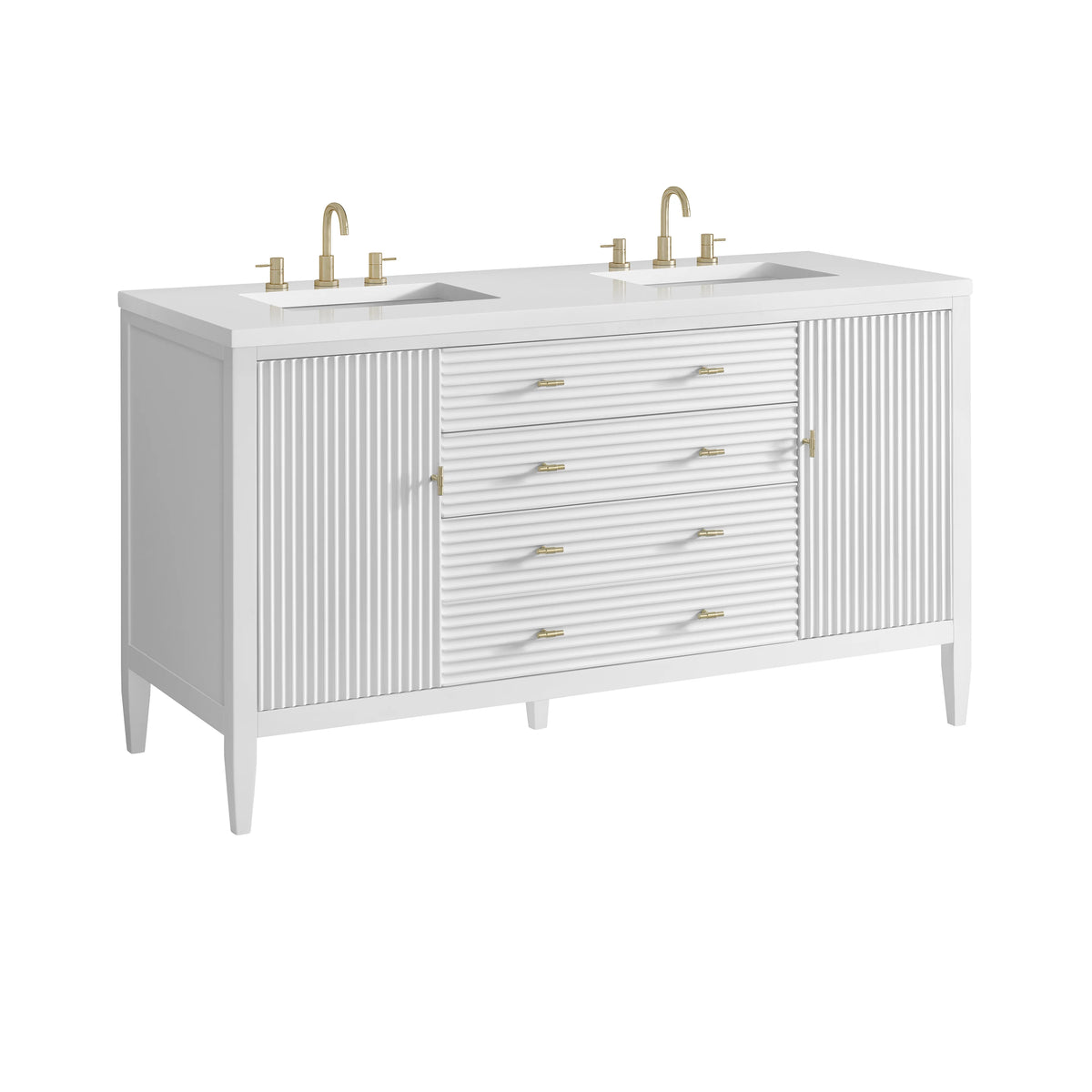 Myrrin 60" Double Vanity, Bright White w/ 3 CM White Zeus Silestone Top, view 12