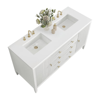 Myrrin 60" Double Vanity, Bright White w/ 3 CM White Zeus Silestone Top, view 8