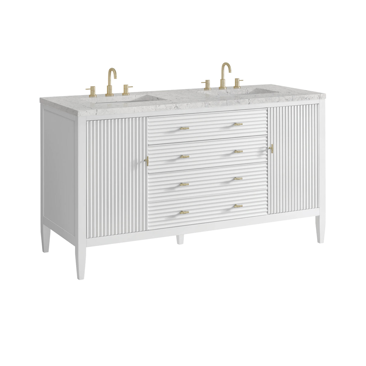 Myrrin 60" Double Vanity, Bright White w/ 3 CM Eternal Jasmine Pearl Silestone Top w/FreePower Wireless Charger, view 12