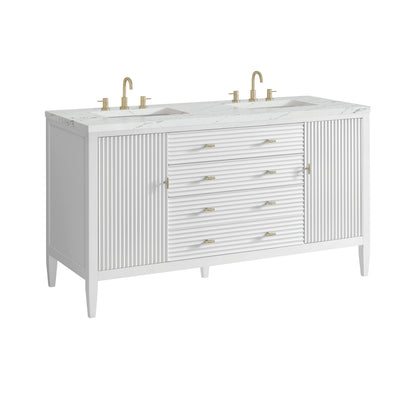 Myrrin 60" Double Vanity, Bright White w/ 3 CM Ethereal Noctis Silestone Top w/FreePower Wireless Charger, view 13