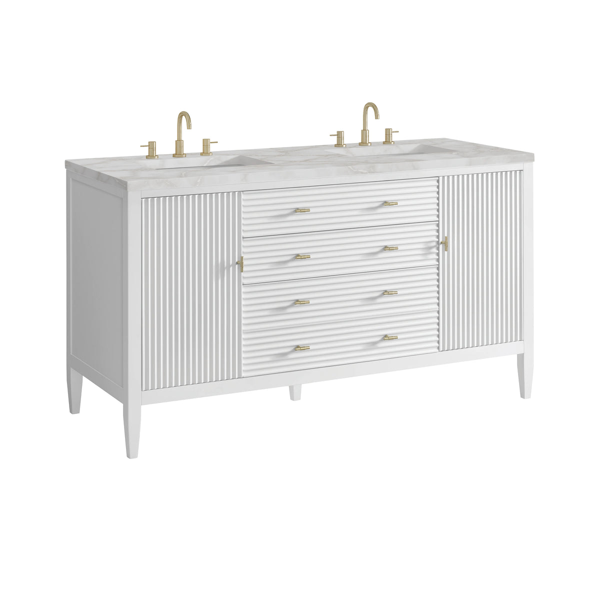 Myrrin 60" Double Vanity, Bright White w/ 3 CM Victorian Silver Silestone Top w/FreePower Wireless Charger, view 13