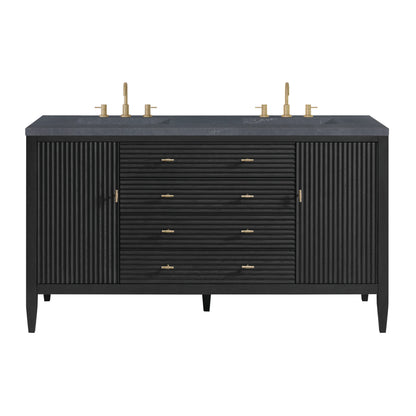 Myrrin 60" Double Vanity, Carbon Oak w/ 3 CM Charcoal Soapstone Silestone Top