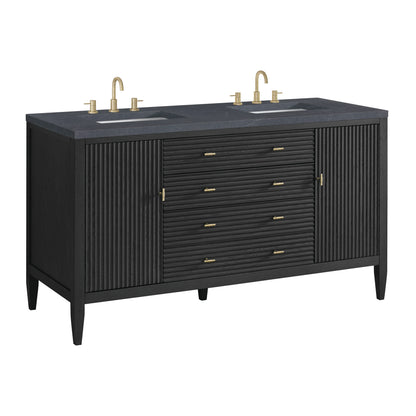 Myrrin 60" Double Vanity, Carbon Oak w/ 3 CM Charcoal Soapstone Silestone Top, view 10