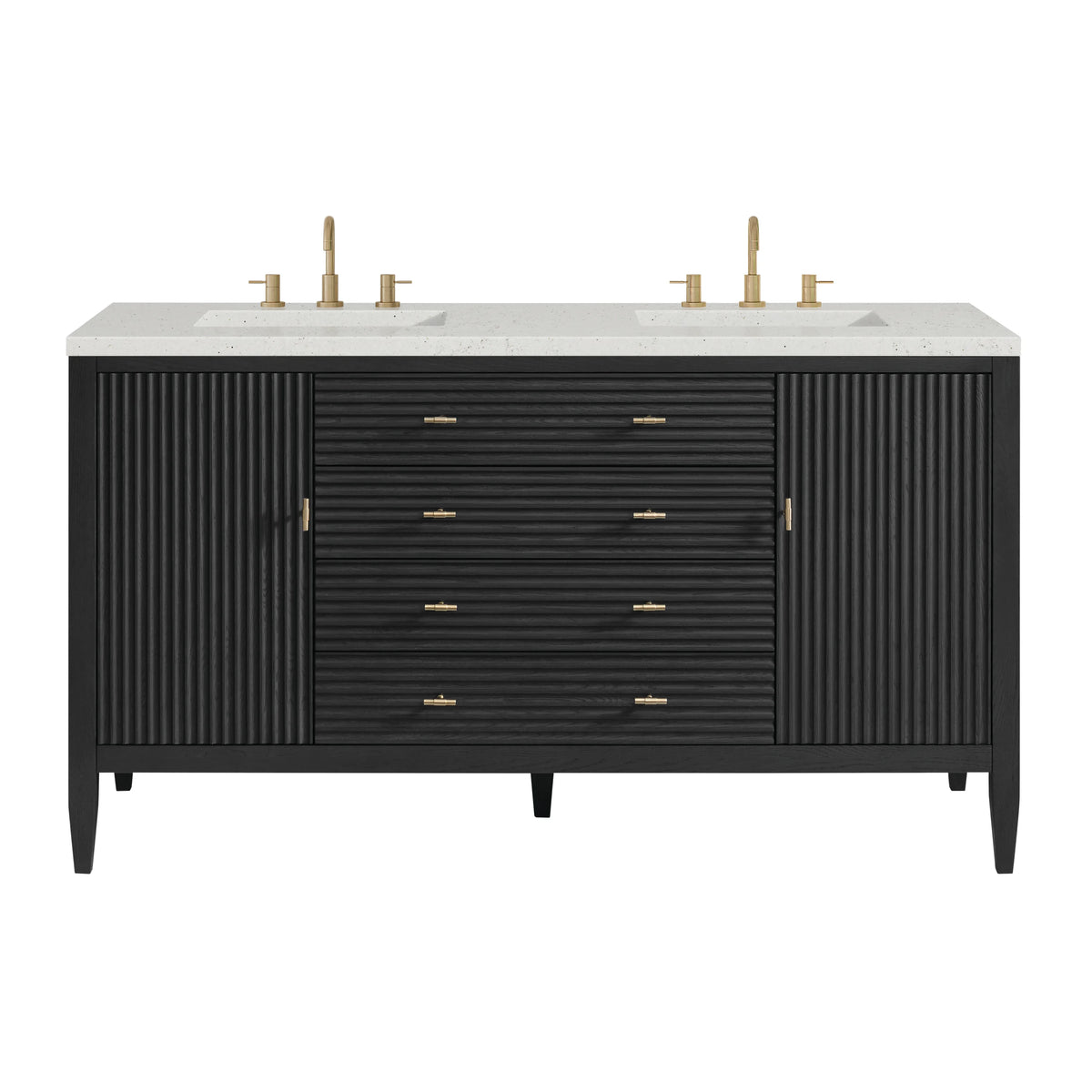 Myrrin 60" Double Vanity, Carbon Oak w/ 3 CM Lime Delight Silestone Top