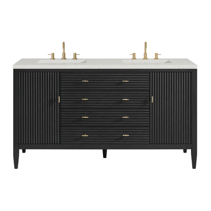 Myrrin 60" Double Vanity, Carbon Oak w/ 3 CM Lime Delight Silestone Top