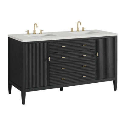 Myrrin 60" Double Vanity, Carbon Oak w/ 3 CM Lime Delight Silestone Top, view 10