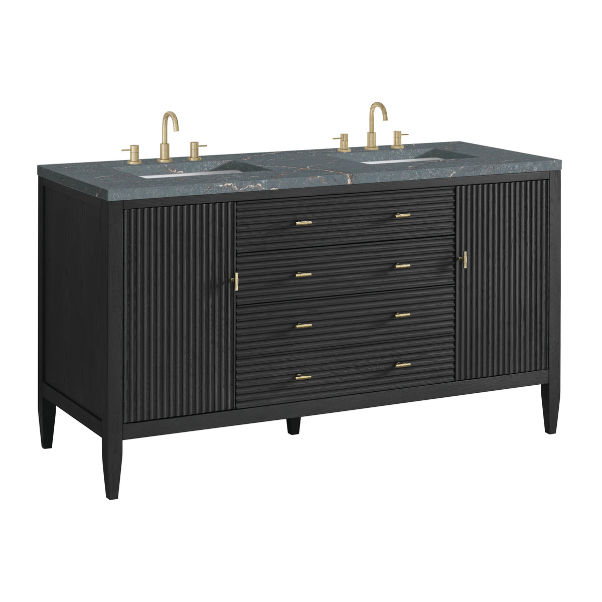 Myrrin 60" Double Vanity, Carbon Oak w/ 3 CM Parisien Bleu Silestone Top, view 10