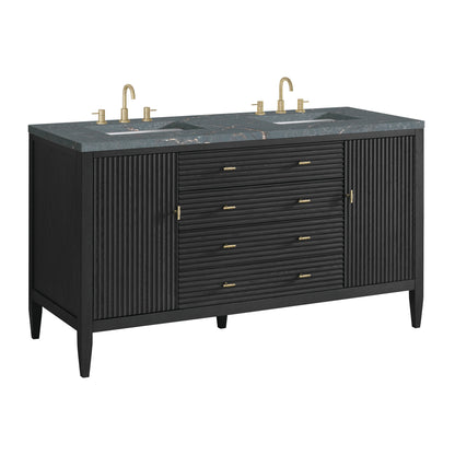 Myrrin 60" Double Vanity, Carbon Oak w/ 3 CM Parisien Bleu Silestone Top, view 10