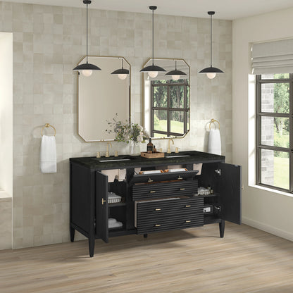 Myrrin 60" Double Vanity, Carbon Oak, w/ 3 CM Phantome Eclos Top, view 5