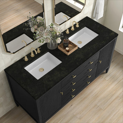 Myrrin 60" Double Vanity, Carbon Oak, w/ 3 CM Phantome Eclos Top, view 7