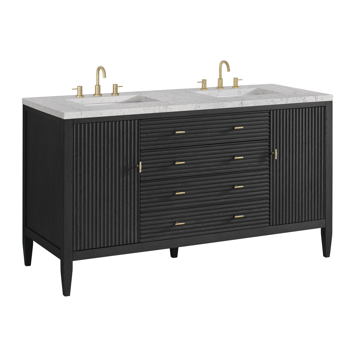 Myrrin 60" Double Vanity, Carbon Oak w/ 3 CM Eternal Jasmine Pearl Silestone Top w/FreePower Wireless Charger, view 13