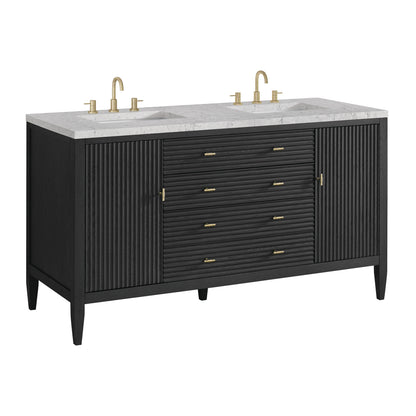 Myrrin 60" Double Vanity, Carbon Oak w/ 3 CM Eternal Jasmine Pearl Silestone Top w/FreePower Wireless Charger, view 13