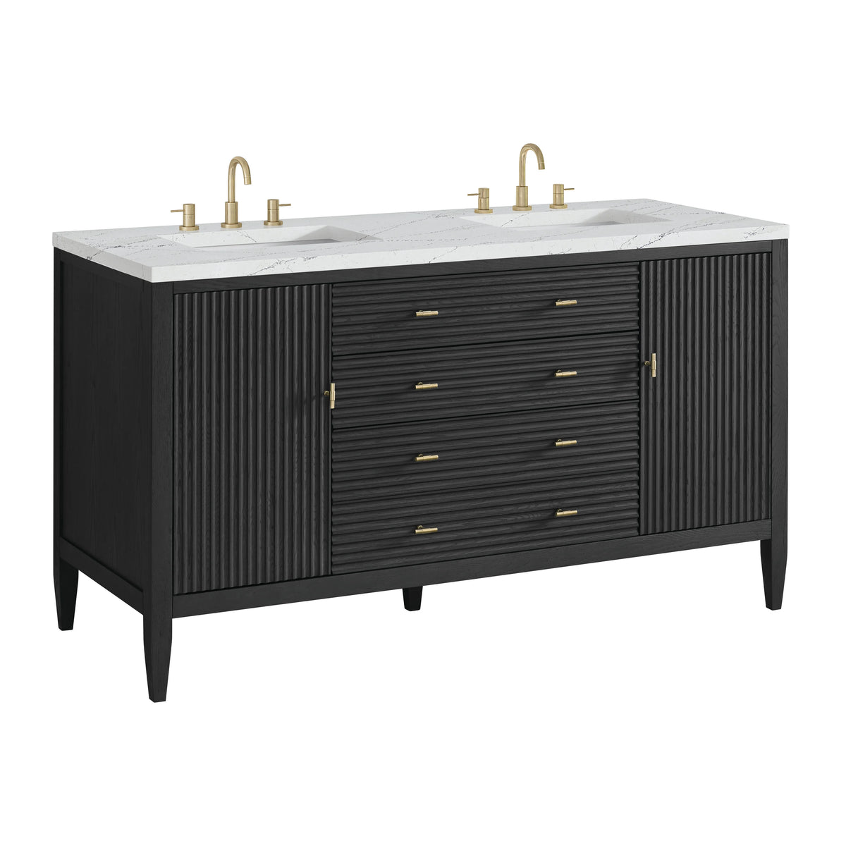Myrrin 60" Double Vanity, Carbon Oak w/ 3 CM Ethereal Noctis Silestone Top w/FreePower Wireless Charger, view 13