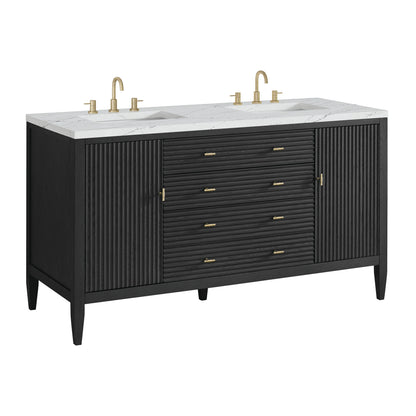 Myrrin 60" Double Vanity, Carbon Oak w/ 3 CM Ethereal Noctis Silestone Top w/FreePower Wireless Charger, view 13