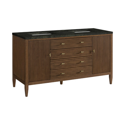 Myrrin 60" Double Vanity, Mid Century Walnut, w/ 3 CM Phantome Eclos Top, view 10