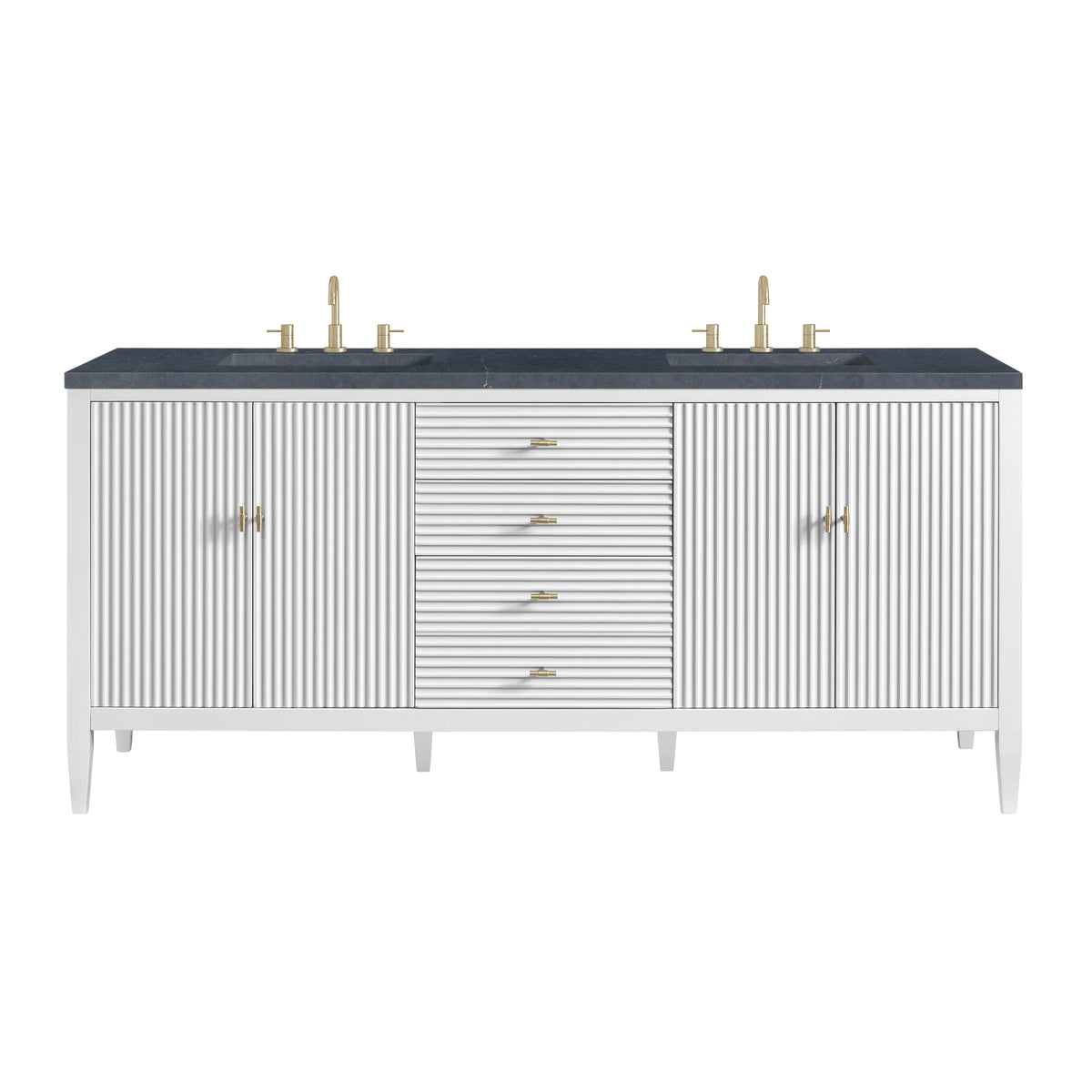 Myrrin 72" Double Vanity, Bright White w/ 3 CM Charcoal Soapstone Silestone Top