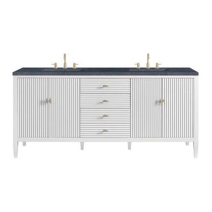 Myrrin 72" Double Vanity, Bright White w/ 3 CM Charcoal Soapstone Silestone Top