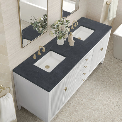 Myrrin 72" Double Vanity, Bright White w/ 3 CM Charcoal Soapstone Silestone Top, view 7