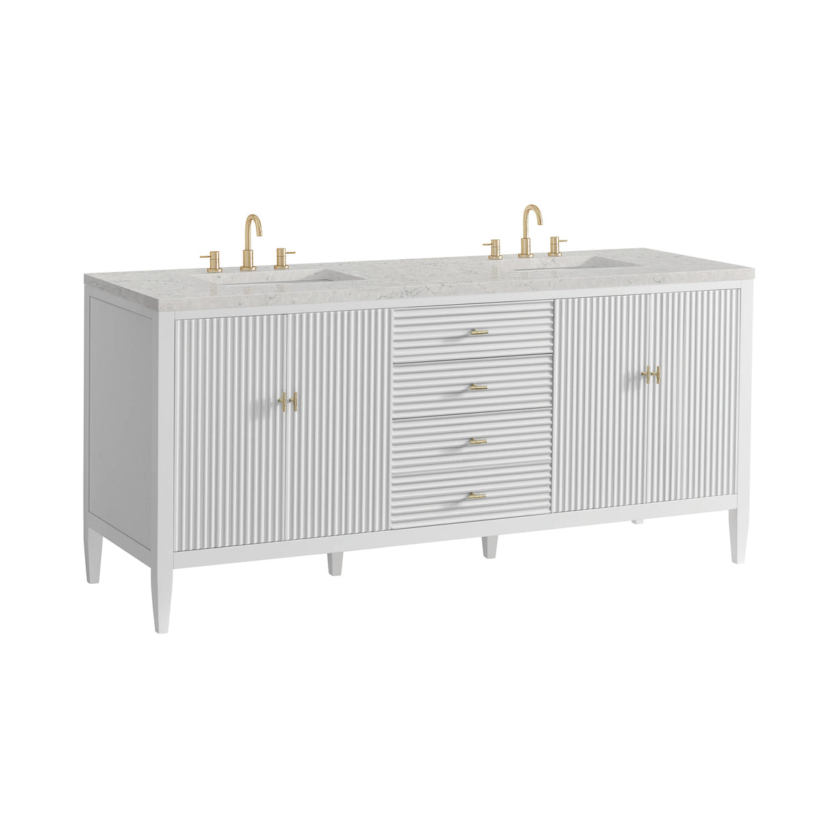 Myrrin 72" Double Vanity, Bright White w/ 3 CM Eternal Jasmine Pearl Silestone Top, view 10
