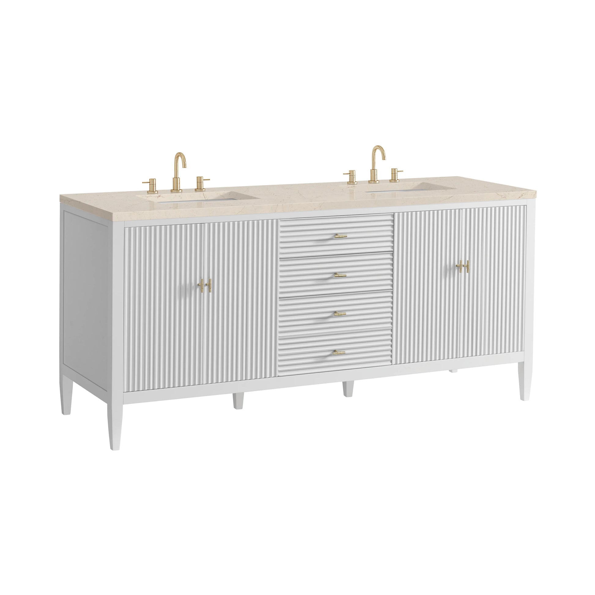 Renovate for Less Atlanta Myrrin 72" Double Vanity, Bright White w/ 3 CM Eternal Marfil Silestone Top, view 10