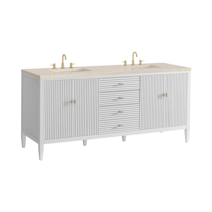 Renovate for Less Atlanta Myrrin 72" Double Vanity, Bright White w/ 3 CM Eternal Marfil Silestone Top, view 10