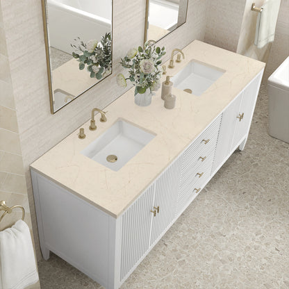 Renovate for Less Atlanta Myrrin 72" Double Vanity, Bright White w/ 3 CM Eternal Marfil Silestone Top, view 7