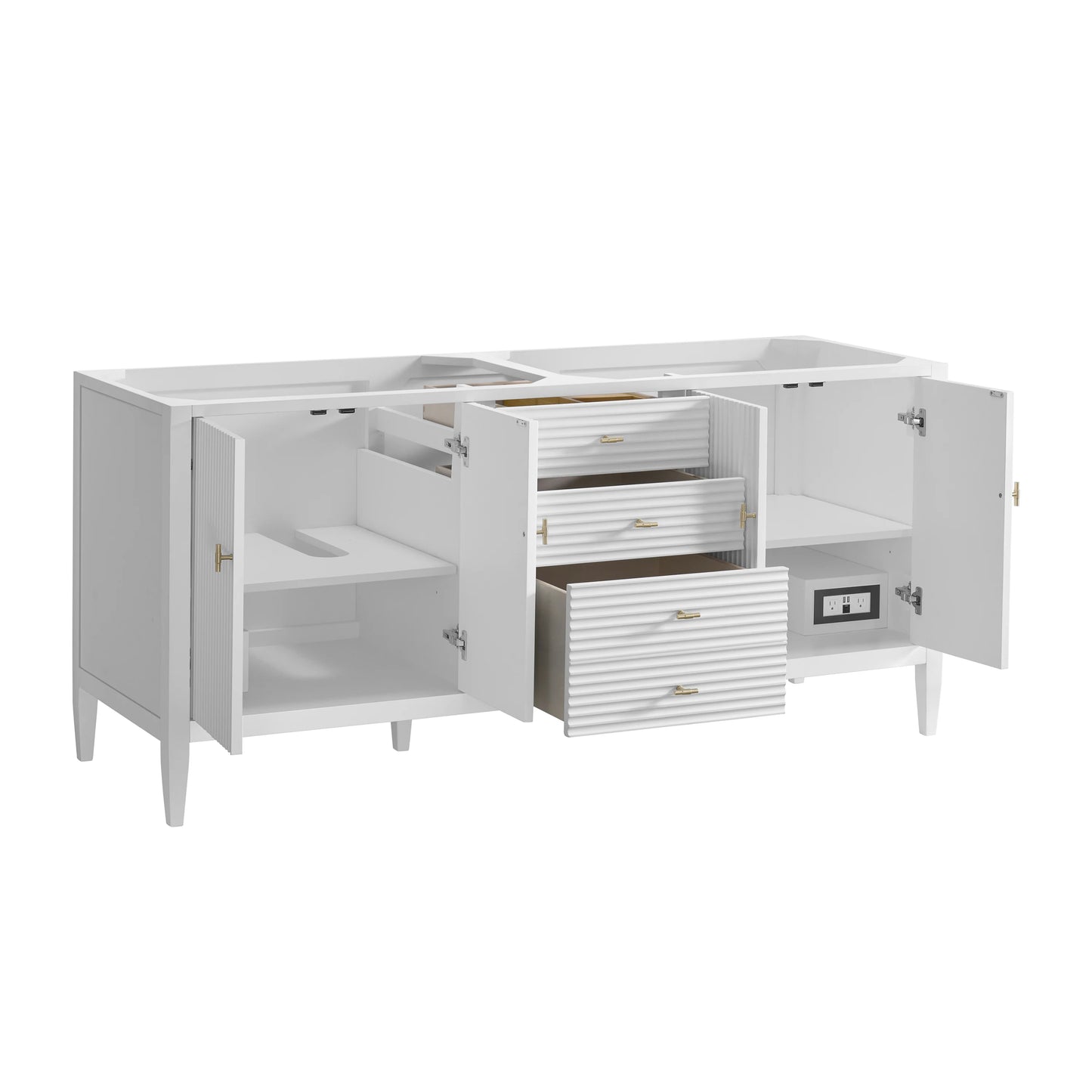 Renovate for Less Atlanta Myrrin 72" Double Vanity, Bright White w/ 3 CM Eternal Marfil Silestone Top, view 8