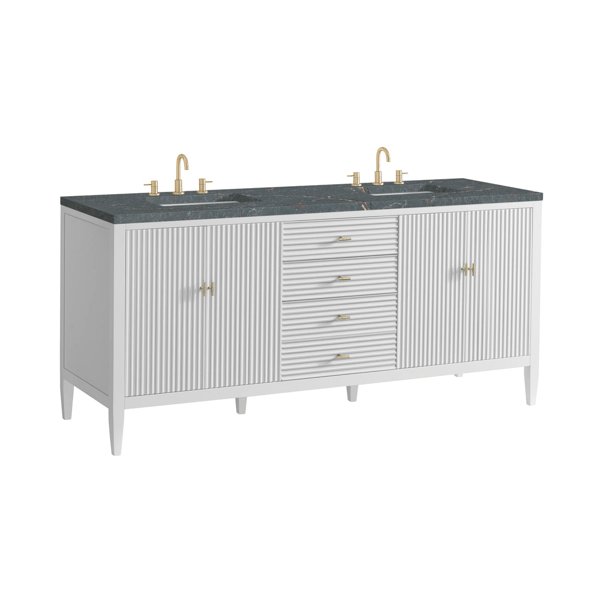 Myrrin 72" Double Vanity, Bright White w/ 3 CM Parisien Bleu Silestone Top, view 10
