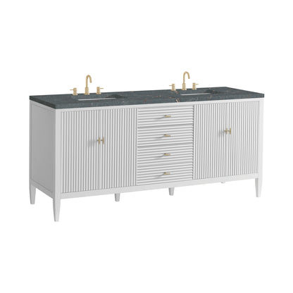 Myrrin 72" Double Vanity, Bright White w/ 3 CM Parisien Bleu Silestone Top, view 10
