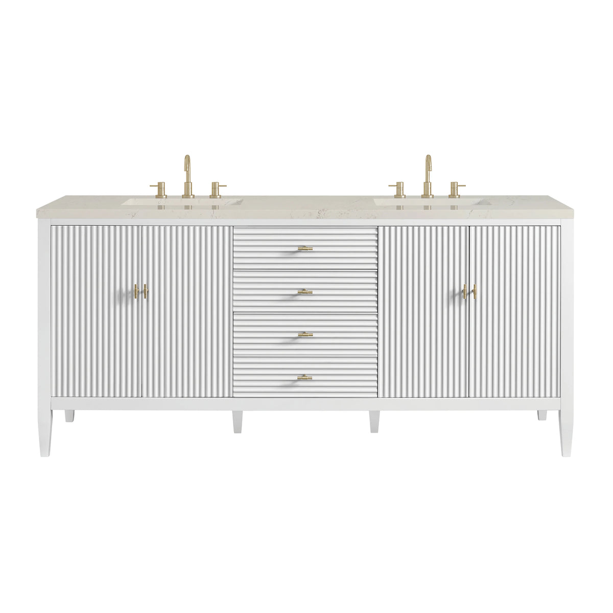 Myrrin 72" Vanity, Bright White, w/ 3 CM Siberian Silestone Top