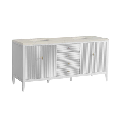 Myrrin 72" Vanity, Bright White, w/ 3 CM Siberian Silestone Top, view 10