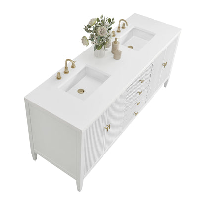 Myrrin 72" Double Vanity, Bright White w/ 3 CM White Zeus Silestone Top, view 8