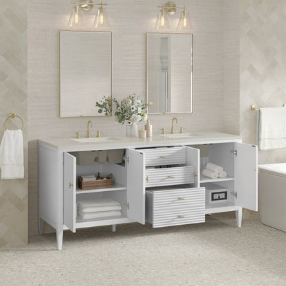 Myrrin 72" Vanity, Bright White, w/ 3 CM Siberian Silestone Top w/FreePower Wireless Charger, view 7